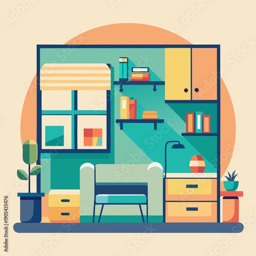 Cozy Small Interior Room Design Illustration