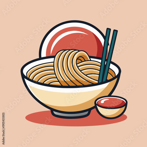 Japanese Soba Noodles in a Bowl with Chopsticks
