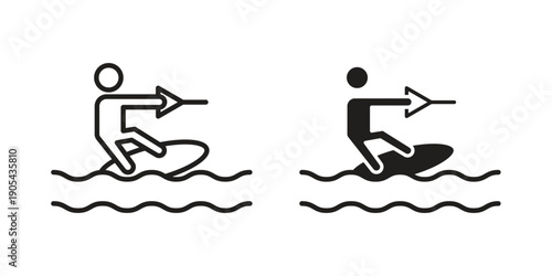 Wakeboarding icon. Trendy stroke signs for website, apps and UI. Premium set of thin line icons.