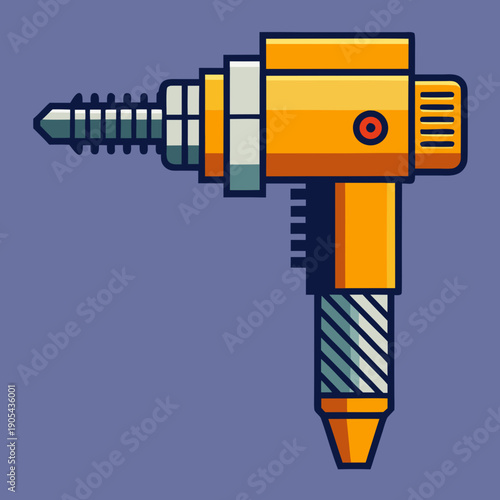 Orange and Blue Drill Tool with Screw Attachment