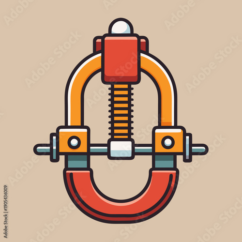 Orange and Red Spring Clamp Tool Illustration