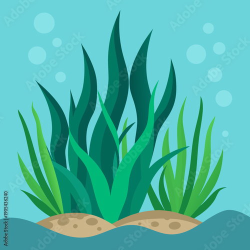Underwater Seagrass Garden with Bubbles