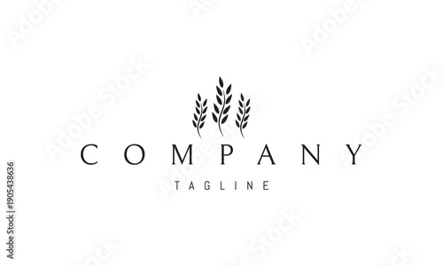 A vector logo featuring an abstract image three wheat ears united in a clean composition, symbolizing harvest, abundance, and natural balance.