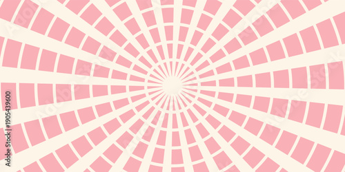 Pink ice cream and candy swirl background, lollipop vortex patterns intermixed with strawberry and circus elements. Retro spiral design. vector illustration