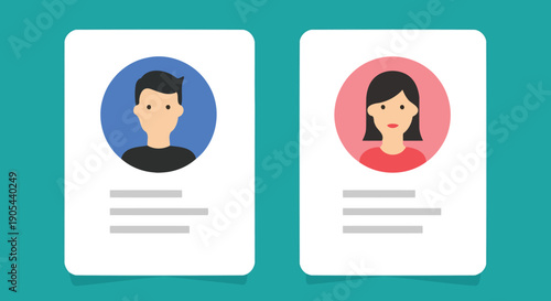 Two Profile Cards Featuring Male and Female Avatars.