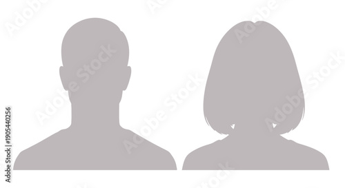 Silhouette Profiles of a Man and a Woman Side by Side.