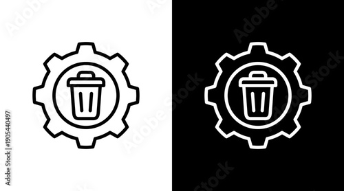 Waste Management  White Icon Set Design