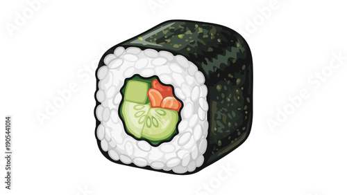 Vegetable Sushi Maki Roll with Cucumber and Carrot