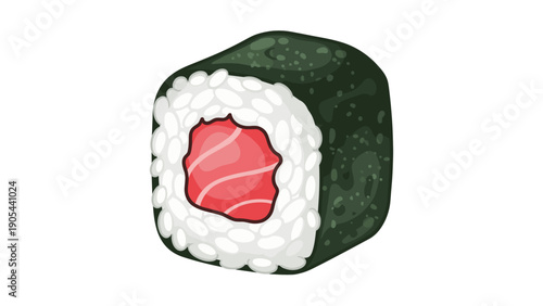 Tuna Sushi Maki Roll Isolated on White Background
