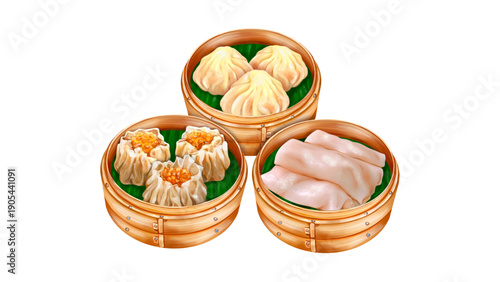 Set of Dim Sum Baskets with Shumai and Dumplings