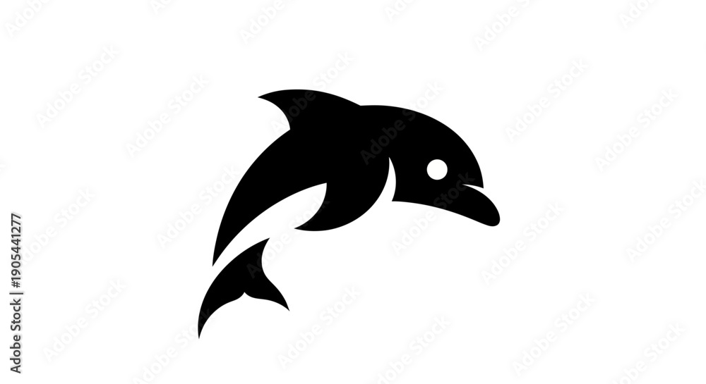 Obraz premium Jumping dolphin silhouette on white