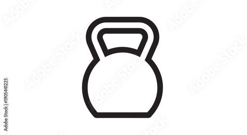 Simple black line art icon representing a classic kettlebell weight used for intense physical training and exercise routines
