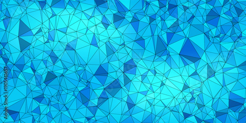 Luxury digital abstract composition with refined low-poly geometry in soft cyan, sapphire blue, and subtle turquoise tones. Eps10