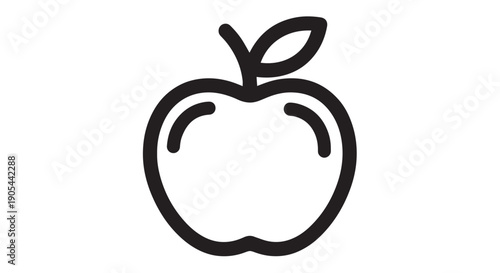 Simple black outline icon representing a fresh piece of fruit often used for diet or nutrition apps