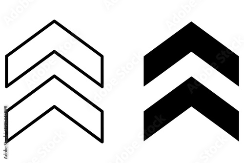 Double Chevron Arrow Icons: Upward Direction, Progress, Growth, and Comparison Symbols