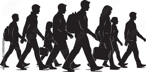 Silhouette of people walking in a group together