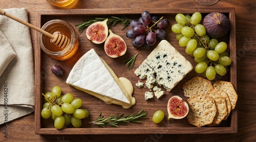 Wallpaper Mural Premium Food Photography for Advertising Delectable Cheese Platter with Fresh Fruits and Honey on Wooden Board Torontodigital.ca