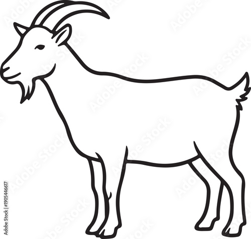 Goat silhouette, minimal outline.