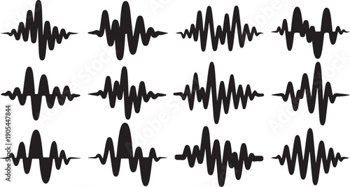 Collection of various waveform patterns on a white background