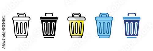 Trash Bin  Icon Set Multiple Style Collection