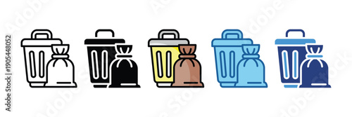 Garbage Collection  Icon Set Multiple Style Collection
