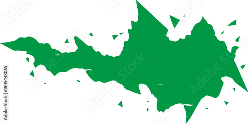 Vector illustration of an abstract green paint splash background featuring a 3d map of Europe with country borders and nation outlines for geography and cartography design