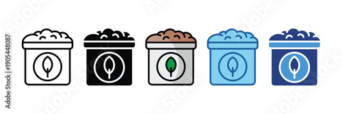 Compost Bin  Icon Set Multiple Style Collection