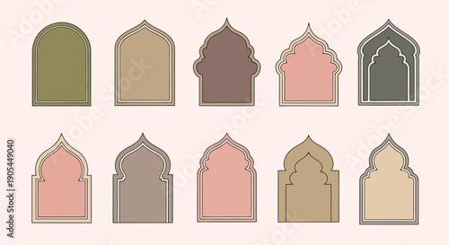 Collection of Islamic Archways and Windows Designs.