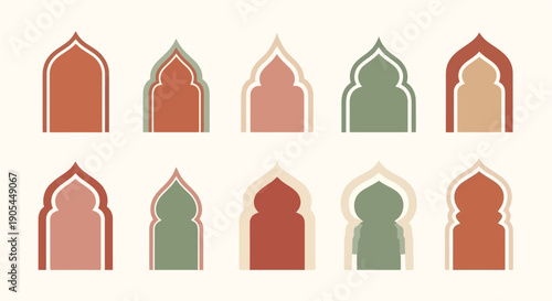 Collection of Islamic Archways in Earthy Tones.