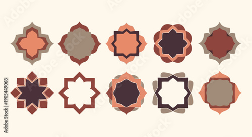 Collection of Geometric Islamic Ornaments and Frames.