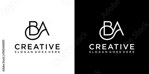 BA or AB initial letter logo design vector