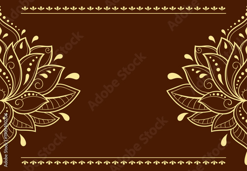 Frame in eastern tradition. Stylized with henna tattoos decorative pattern for decorating covers for book, notebook, casket, magazine, postcard and folder. Flower border in mehndi style.
