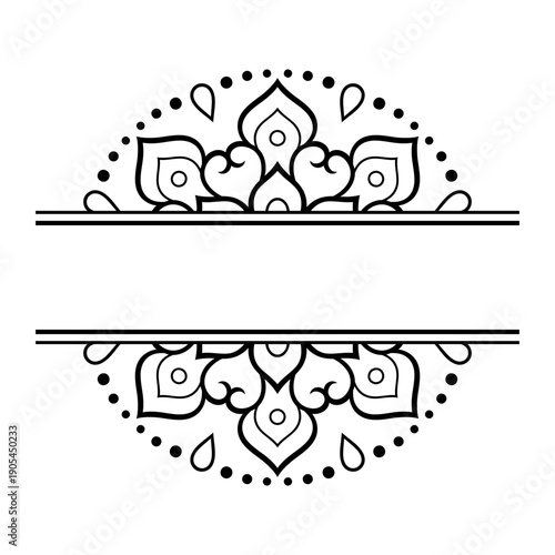 Frame in eastern tradition. Stylized with henna tattoos decorative pattern for decorating covers for book, notebook, casket, magazine, postcard and folder. Flower border in mehndi style.