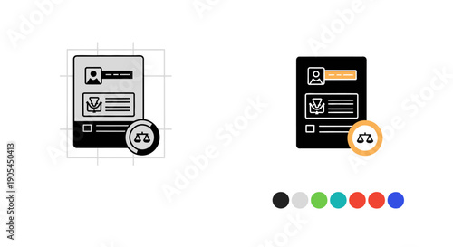 Legal Document Icon with Scales of Justice Symbol