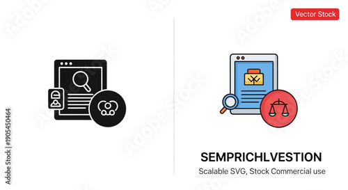 Legal investigation concept. Online law research icon