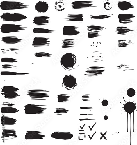Abstract black brush smear vector design set