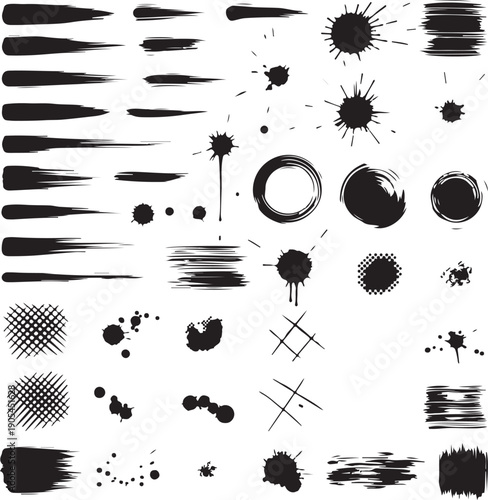 Artistic black grunge texture vector elements collection