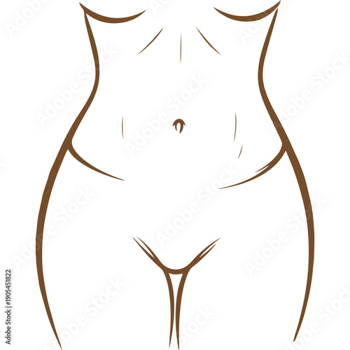 Minimalist Line Art of a Woman's Torso, Emphasizing Feminine Curves
