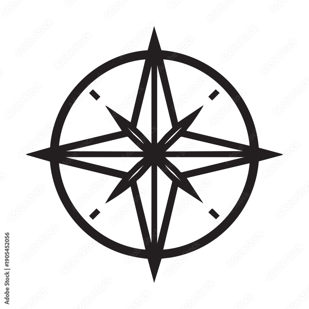 Fototapeta premium Simple black compass icon