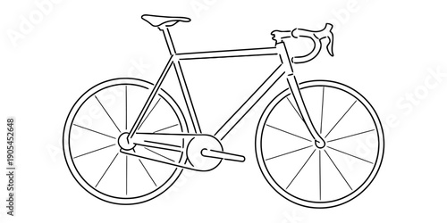 A minimalist line art drawing illustrating a classic road bicycle design