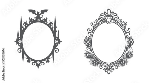 Victorian style ornamental oval frames for Halloween and luxury decor
