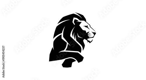Lion head silhouette on white