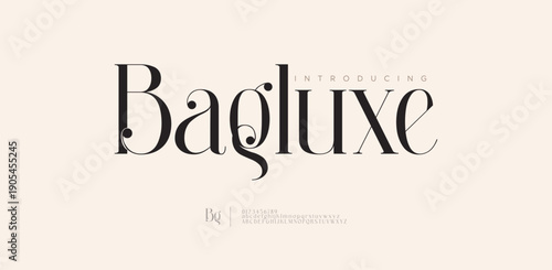Bagluxe, luxury modern Elegant alphabet logo font. Typography elegant style alphabet fonts for beauty, calligraphy, decorative, glamour, boutique, fashion, brand, wedding, vintage design. 
