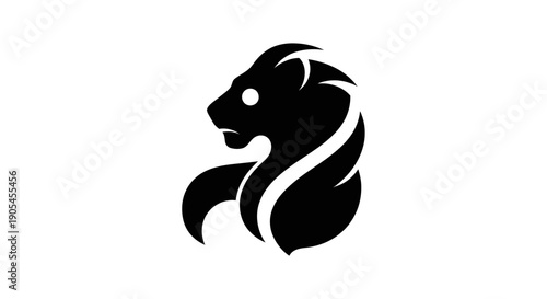 Lion silhouette graphic on white background
