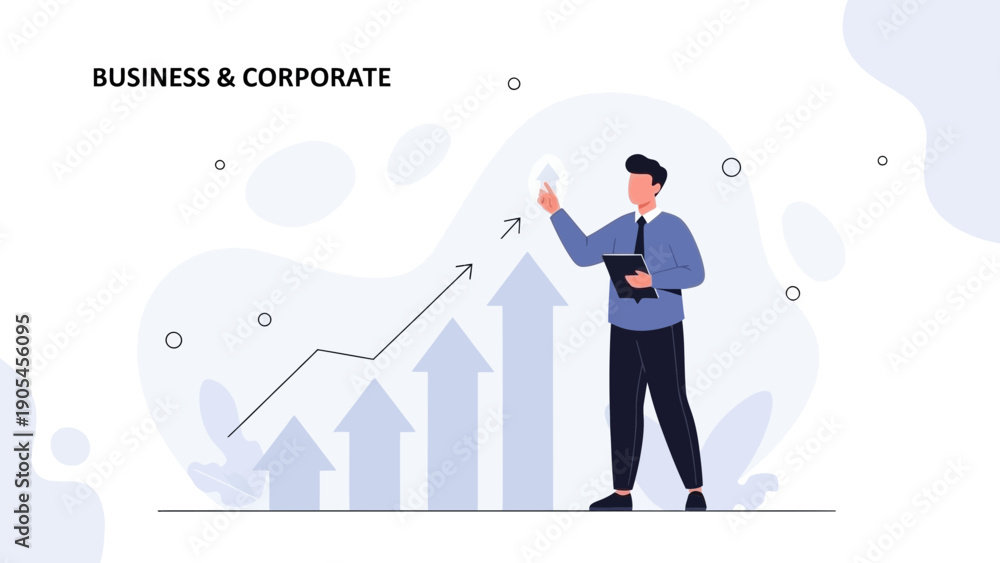 Fototapeta premium Businessman Analyzing Upward Trend Graph, Business Growth Concept