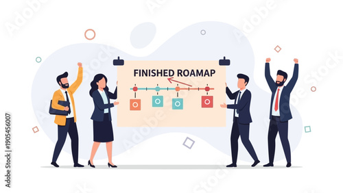 Team Celebrating Successful Project Roadmap Completion