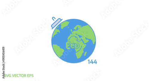 Vector illustration of a blue and green globe with a pencil on top, on a white background, conveying a creative and eco-friendly mood.