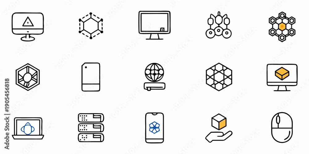 Fototapeta premium Set of Linear Technology and Digital Innovation Concept Icons for Software Development Projects