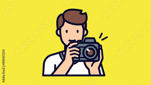 Photographer holding a camera taking a picture