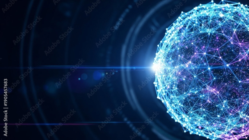 Naklejka premium Gleaming Digital Network Globe on Dark Abstract Background